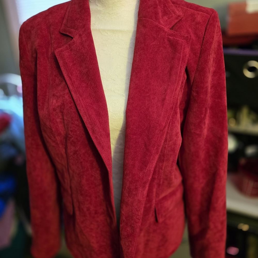 Dress Barn Rich Red Velvet Blazer